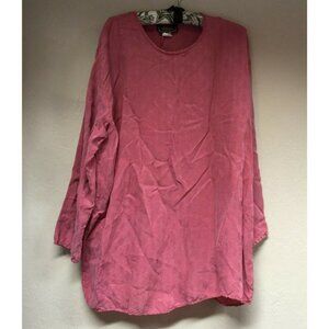 Basement Womens Textured Long Sleeve Blouse Neck Scoop Relaxed Fit Red One Size